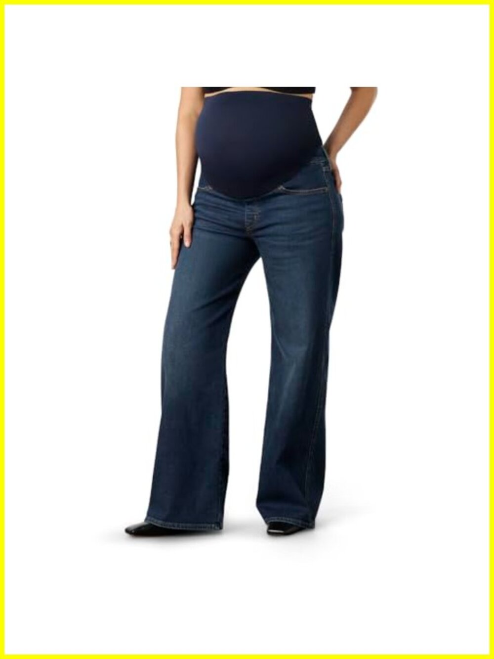 Maternity Wide Leg Jeans with SoftStay Belly Band High Rise Pull On